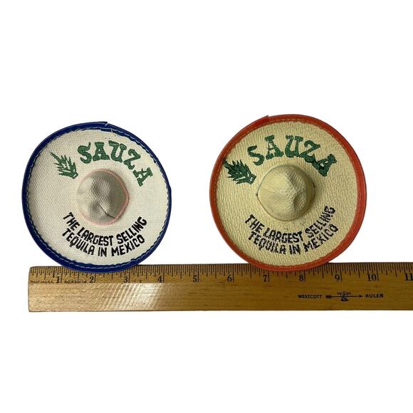 Set of 2 Vintage Sauza Tequila Promo Mini Sombreros Advertising Mexico Barware - Picture 4 of 13